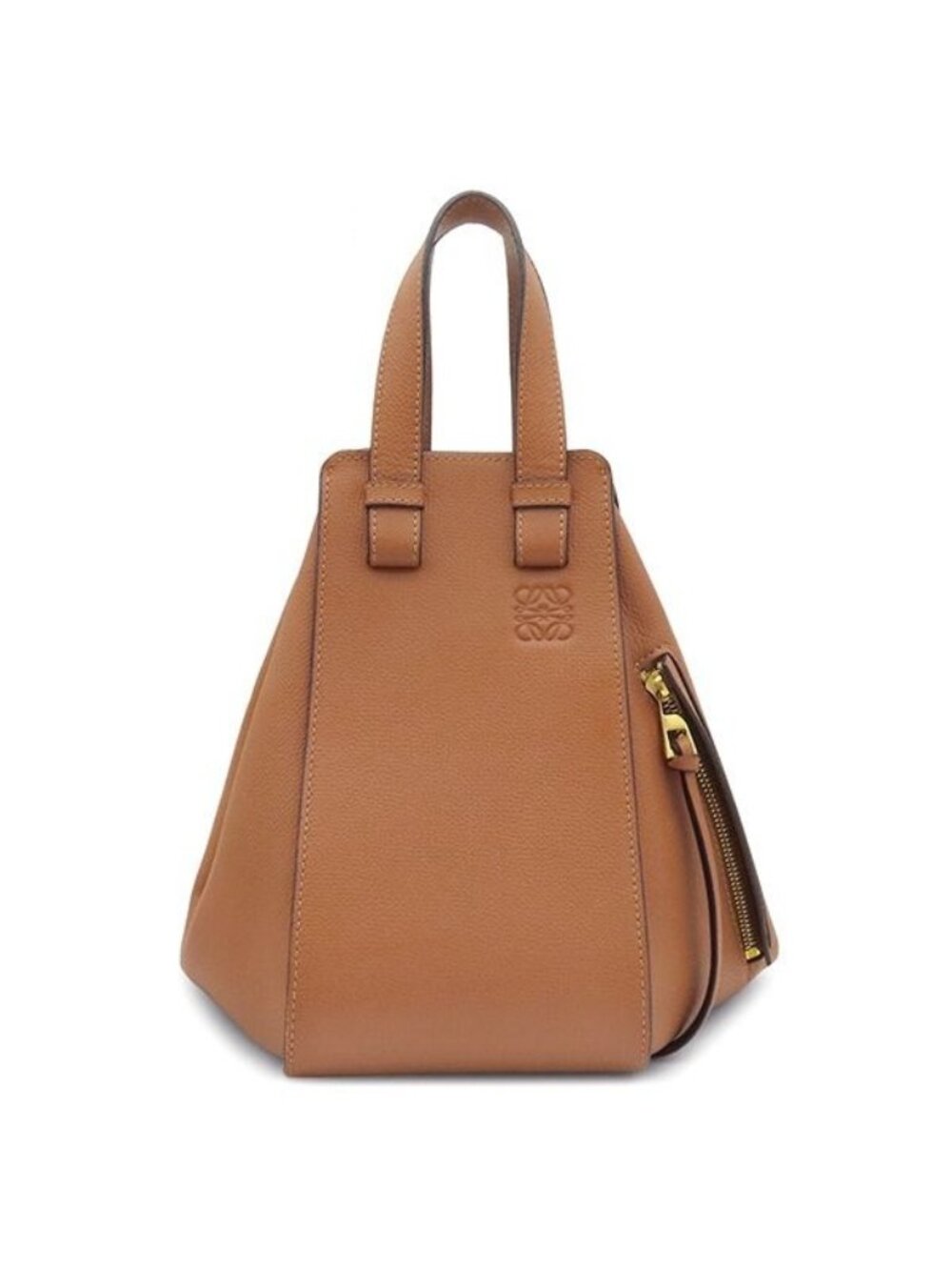 Loewe 2-Way Bag Hammock Bag Small Calfskin Tan Gold Brown Anagram Handbag